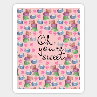 Oh Youre Sweet Macaron Dreams Watercolour Black Sticker